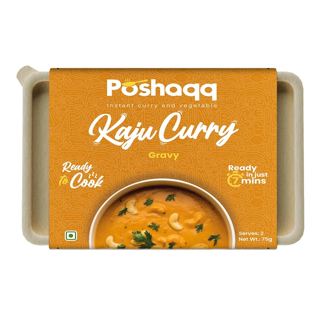 Poshaqq Kaju Curry Ready-to-Cook Kit | Creamy Cashew Curry | Premium Indian Dish | 7-Minute Cooking