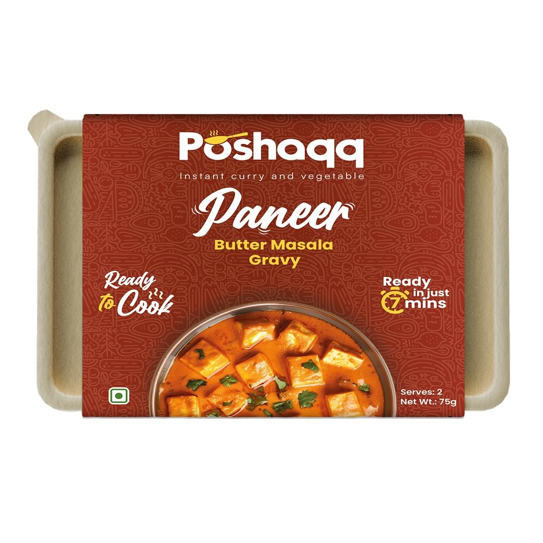 Poshaqq Paneer Butter Masala Ready-to-Cook Kit | Restaurant Style Curry | 7-Minute Cooking | No Preservatives