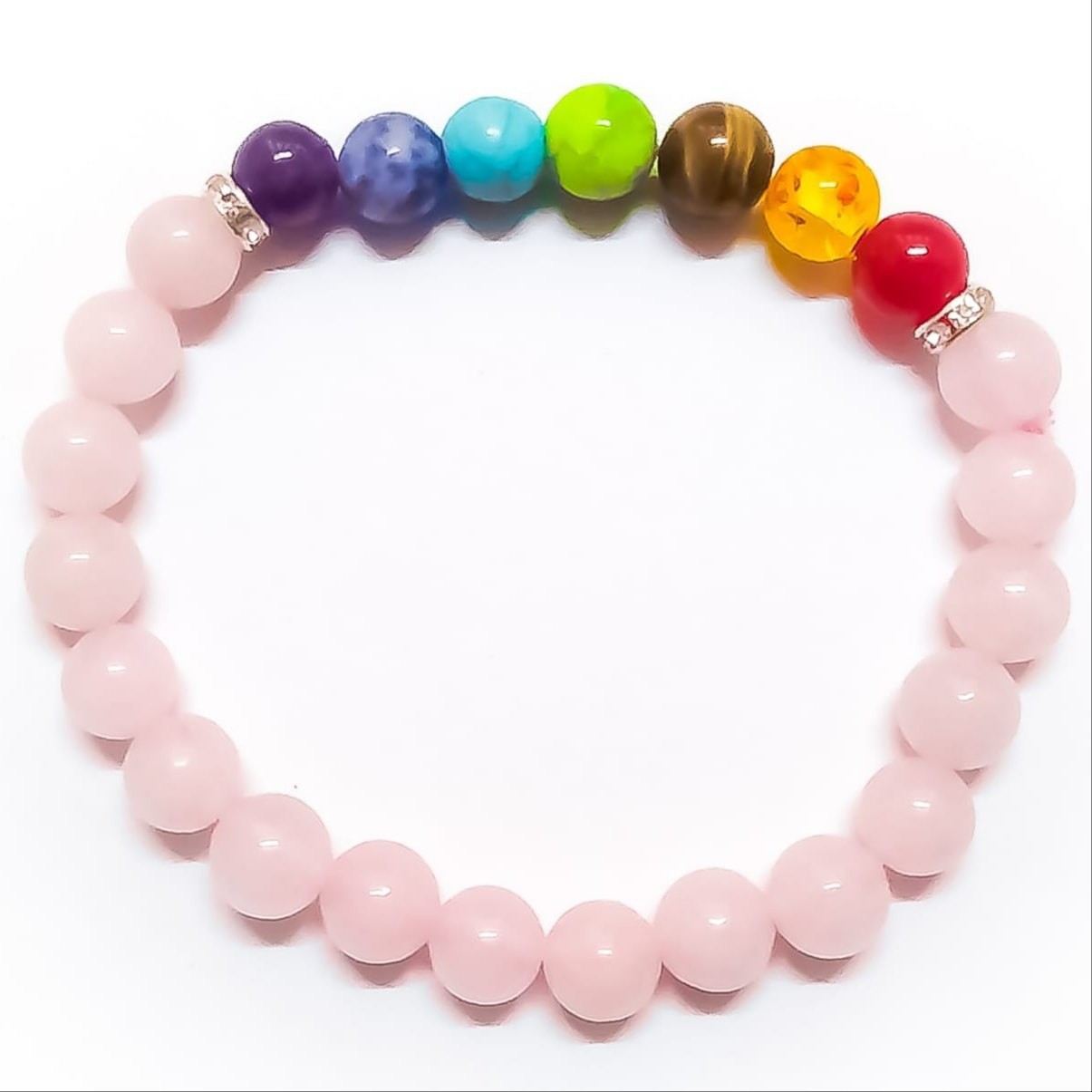 Rose Quartz 7 Chakra Bracelet