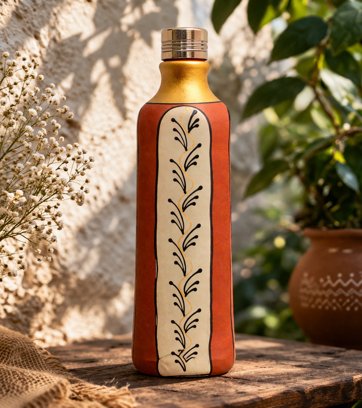 DECORATIVE CLAY WATER BOTTLE